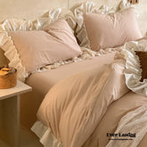 Vintage Earth Tone Large Ruffle Bedding Set - Pink